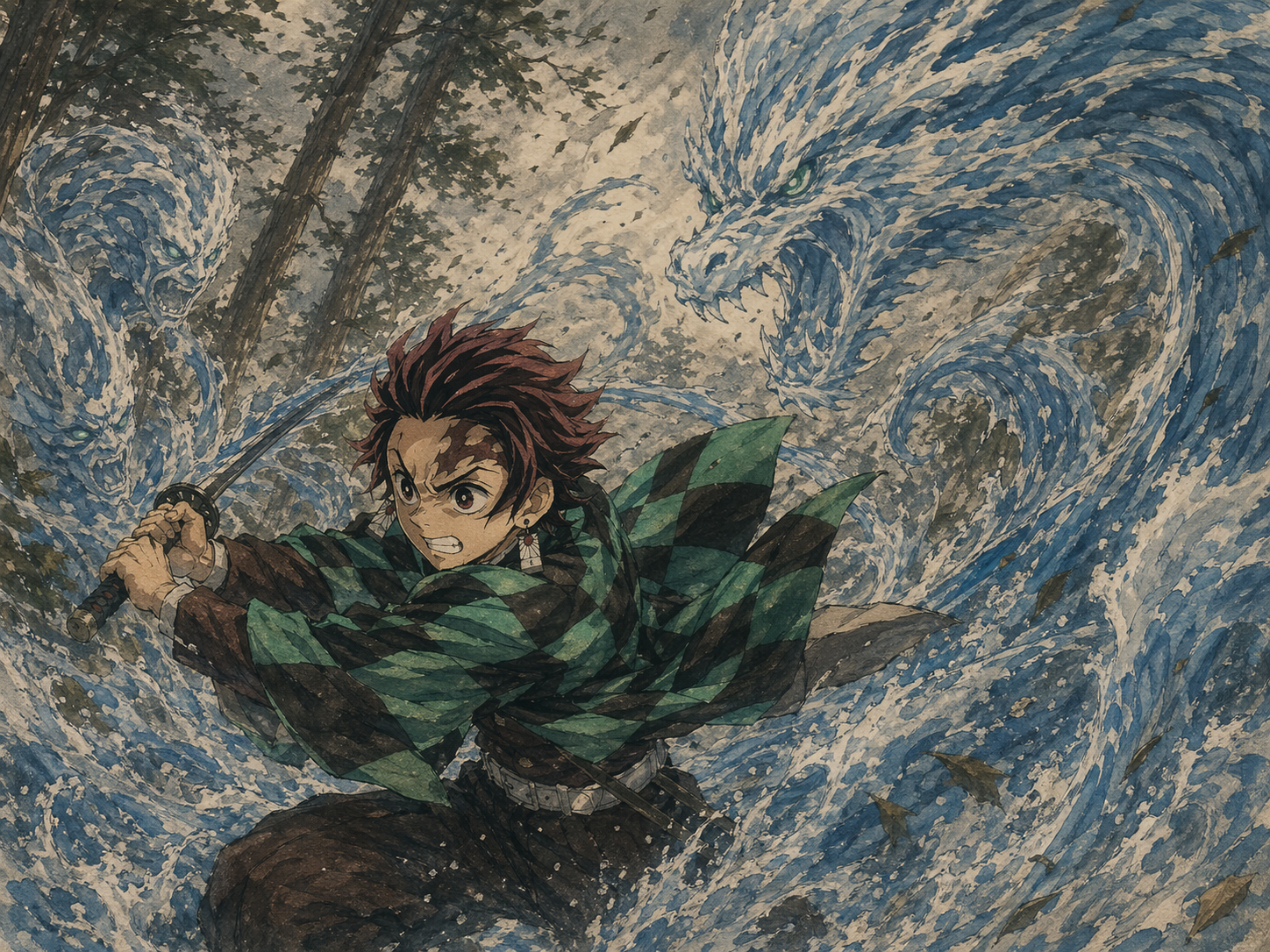 Tanjiro Water Breathing Ghibli Style